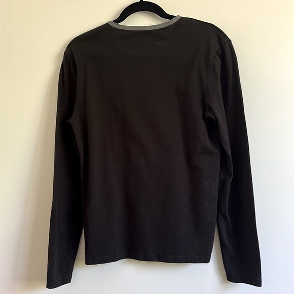 Guess Black Long Sleeve Henley Shirt Size Small - Picture 4 of 6